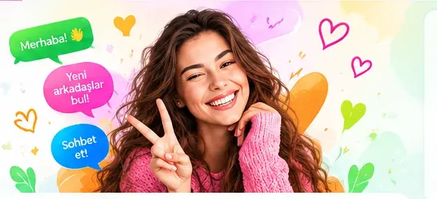 OzelSohbet.ORG sohbet ortamında neşeli kullanıcı ve sohbet balonları